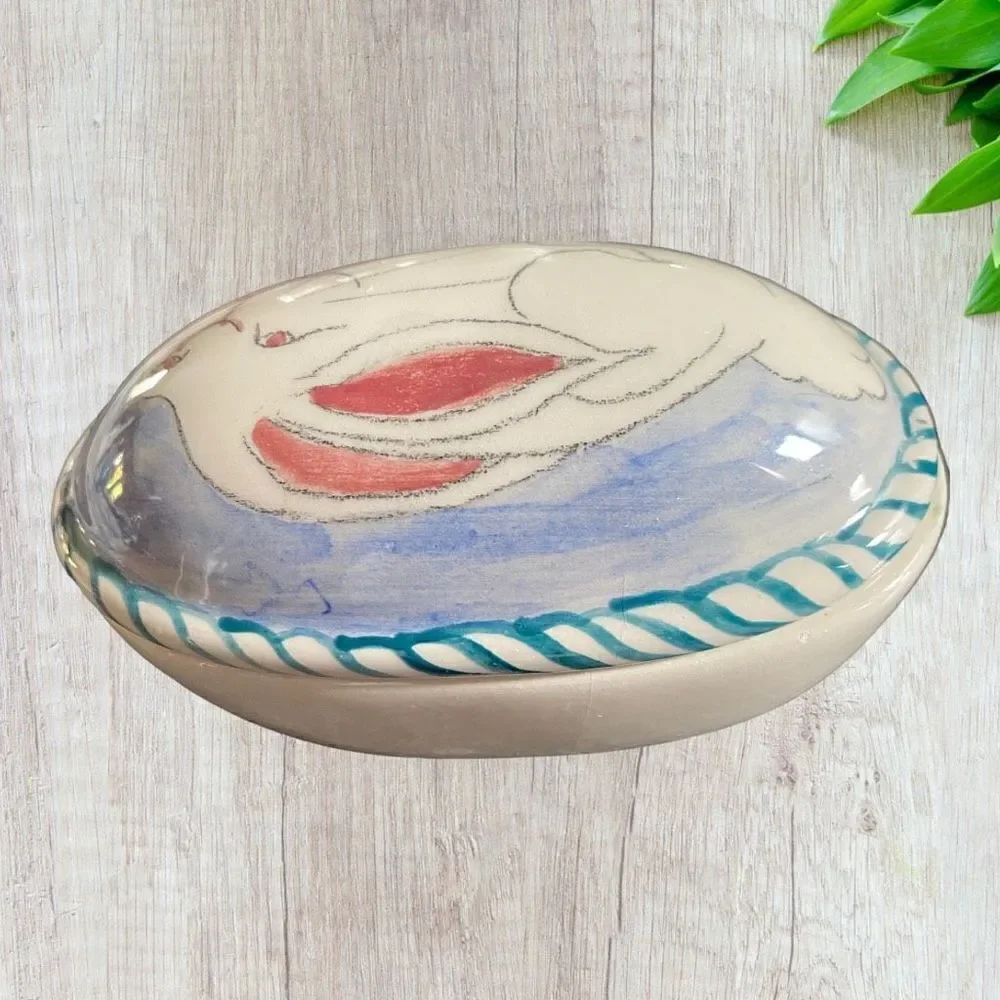 Ceramic Bunny Box Trinket Box Hanmade